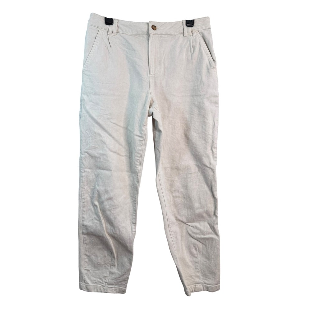 Sezane Austin Trousers Ecru Off White Cotton Blend Pants Size 40 FR 8 US